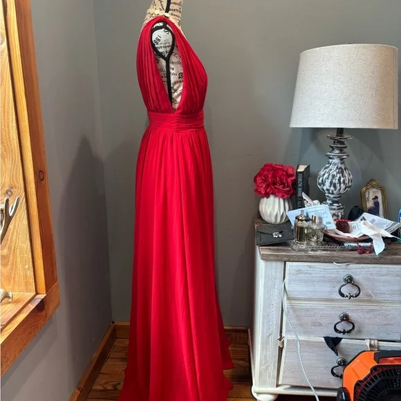 Lulu's Vibrant Red Backless Dress Size Large - Picture 8 of 13